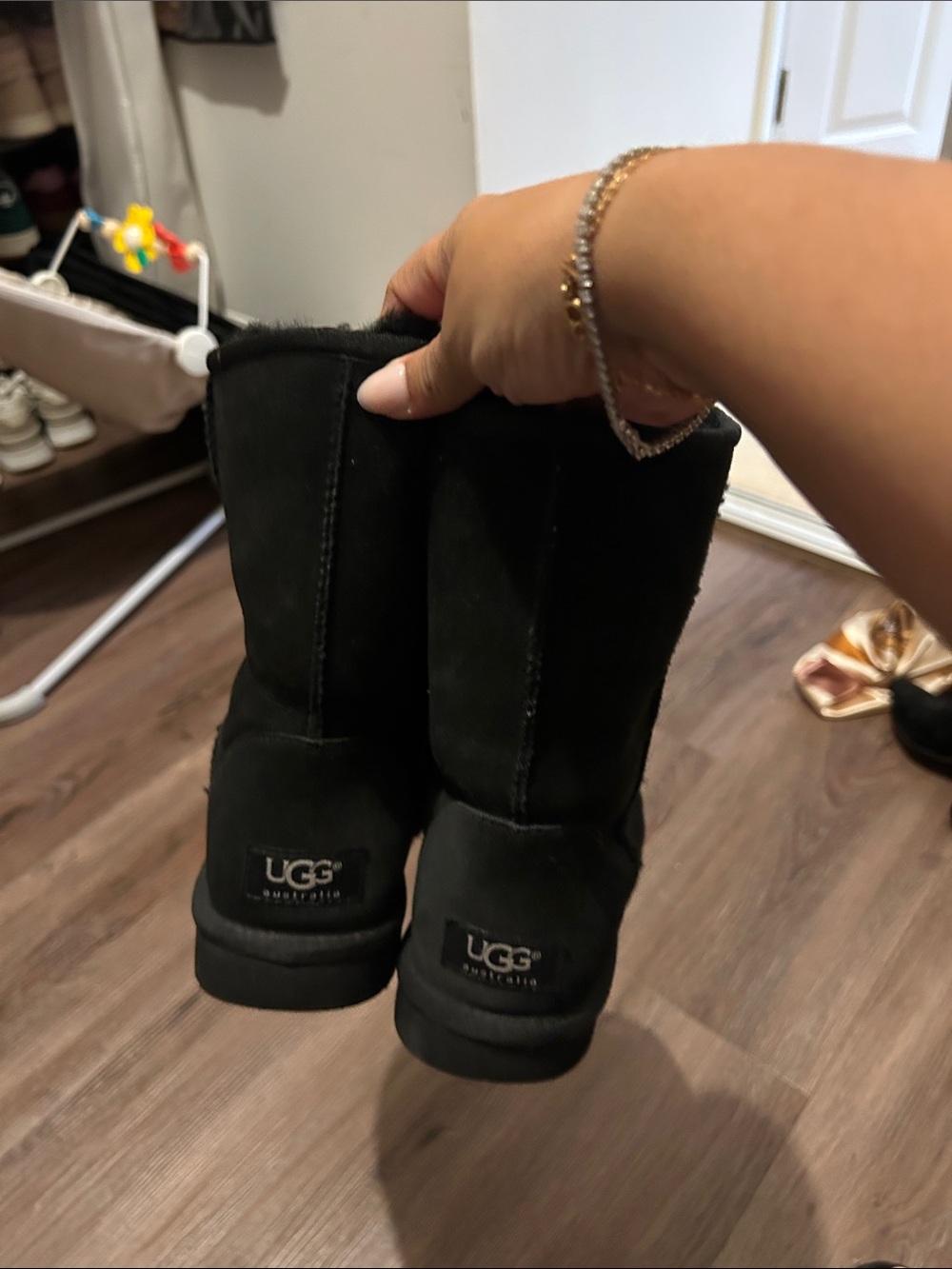 UGG Kids Black Classic Short Shearling Boots